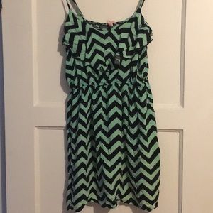 Women’s casual teal and black striped dress